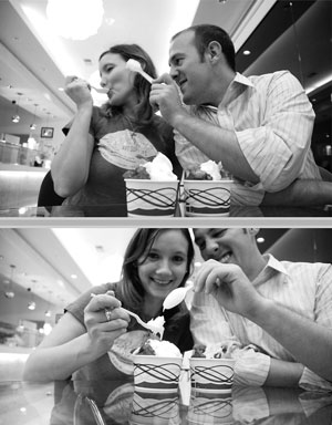 Two photos of us being silly.